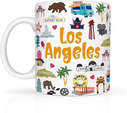 America Los Angeles Mug Unique Design Home Kitchen Decorative Travel Holiday Souvenir Gift Los Angeles Lovers History 11 Oz Coffee Mug Cup