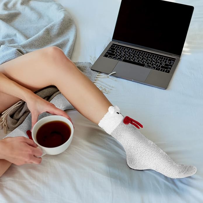 Benefeet Sox Cute Fuzzy Socks for Women Girls Fluffy Warm Cozy Novelty Slipper Socks Funny Animal Plush Sleeping Socks