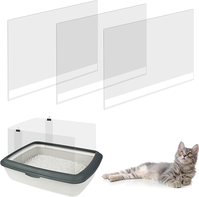 3 Pack Cat Litter Box Pee Shields,Easy Clean Anti-Splashing Kitty Litter Box Enclosure, Litter Pan Pee Shields, Keep Mess Litter Box Urine Splash Guard (S)