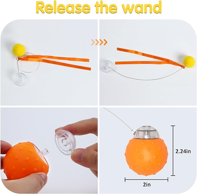 Interactive Cat Toys Balls, Automatic Moving Cat Toys for Indoor Cats, Self Rotating Ball with Motion Activated, Electric Cat Mouse Toys, USB Rechargeable