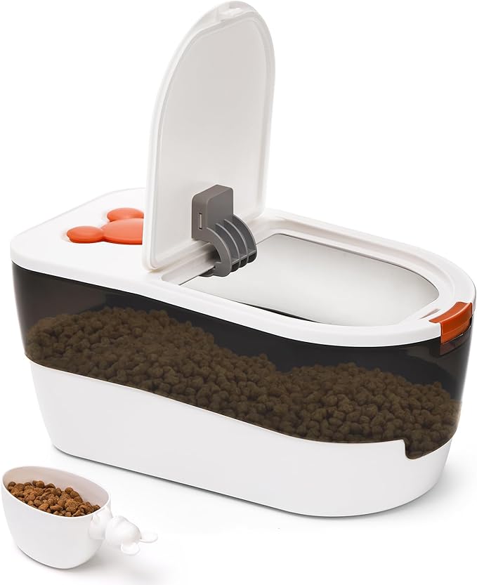 ZEAYEA Dog Foods Storage Container, 7 Lbs Airtight Pet Cat Food Storage Bins with Scoop, Cute Plastic Cereal Rice Container for Keeping Dry Food