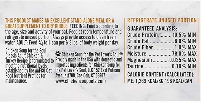 Chicken Soup for The Soul Classic Wet Adult Cat Food, Chicken & Whitefish Pate, 5.5 Ounce Can (Pack of 24) | Soy Free, Corn Free, Wheat Free, Canned Cat Food Made with Real Ingredients