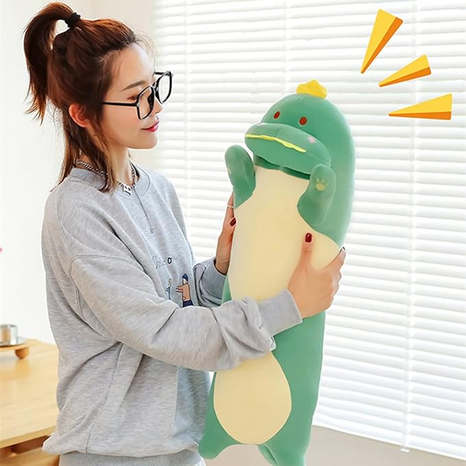 29.53'' Dinosaur Plush Pillow Toy Dinosaur Stuffed Animal Sleeping Pillow Cute Cartoon Soft Long Body Pillow Gift for Kids (Green)