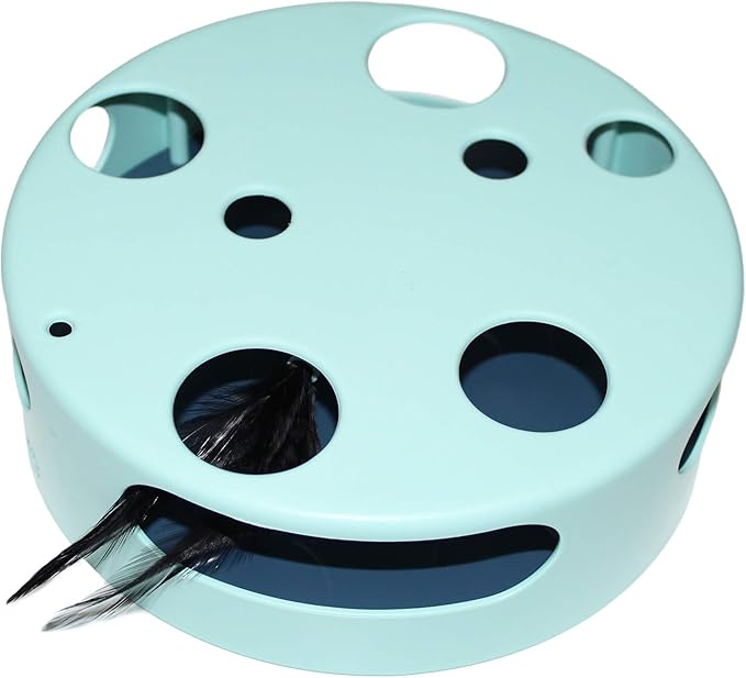 Interactive Cat Toy, Electric Smart Random Spinning Rotating Feather Cat Toys. Automatic Teaser Exercise Kitten Play Toy for Pets/Cats/Kittens Entertainment. Develops Natural Prey Instincts with Fun