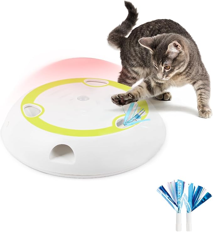 ALL FOR PAWS Whack A Mole Cat Mouse Toy for Cats Interactive Cat Toys Automatic Feather Mice 6 Holes No Touch Sensor Required Cat Entertainment Toys Electric Intelligent Cat Toy