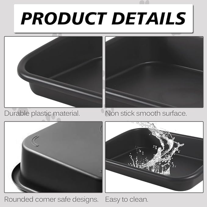 3 Pcs Low Entry Senior Cat Litter Box with Scoop, Extra Large Pet Litter Box Low Entry Open Top Cat Litter Box for Kitten Frail Handicap Disabled Older Elderly Cats