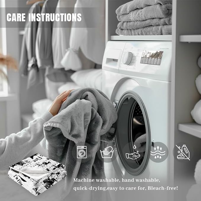 Cat Blanket, Black Cat Gifts for Cats Lovers, I'm Fine Everything is Fine Black Cats Blanket 50"X40", Kitten Lovers Gifts for Women Girls Kids Adults