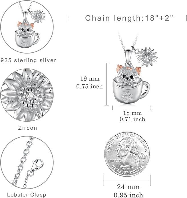 Black Cat/Pug/Boston Terrier/Capybara/Yorkie/Beagle/Maltese/Corgi Necklace 925 Sterling Silver Cute Animal Jewelry for Women