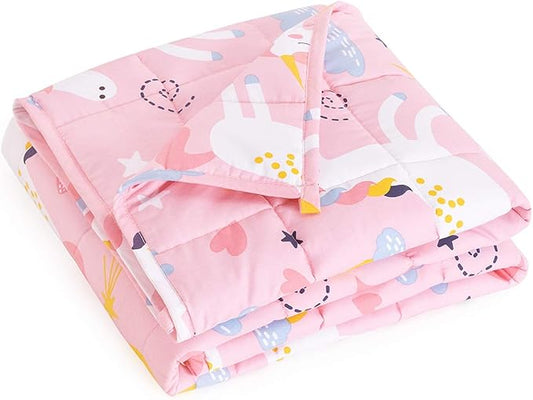 Mr. Sandman 5 lbs Weighted Blanket for Twin Size Bed, Perfect for 40-60lb, Organic Cotton Heavy Blanket with Premium Glass Beads - 36" x 48" Rainbow Unicorn