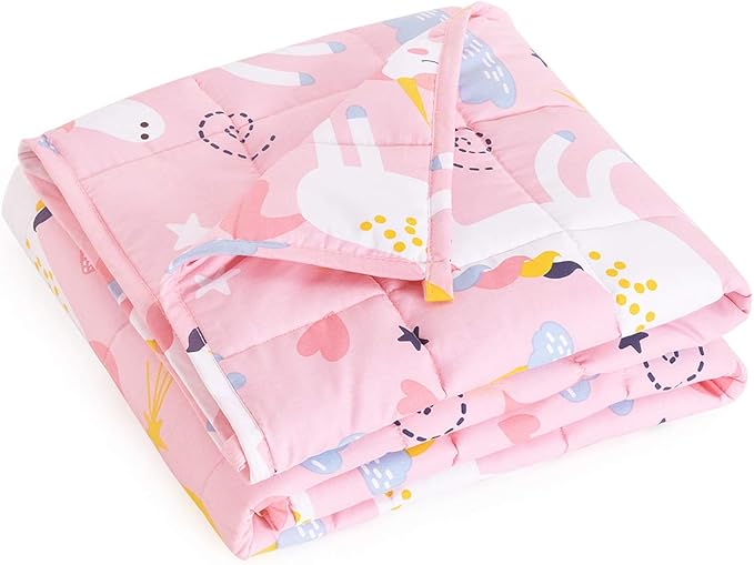 Mr. Sandman Weighted Blanket 3 Pounds Washable, Best for 20-40lb, Breathable Cotton Heavy Blanket with Nontoxic Glass Beads - 36" x 48" Rainbow Unicorn