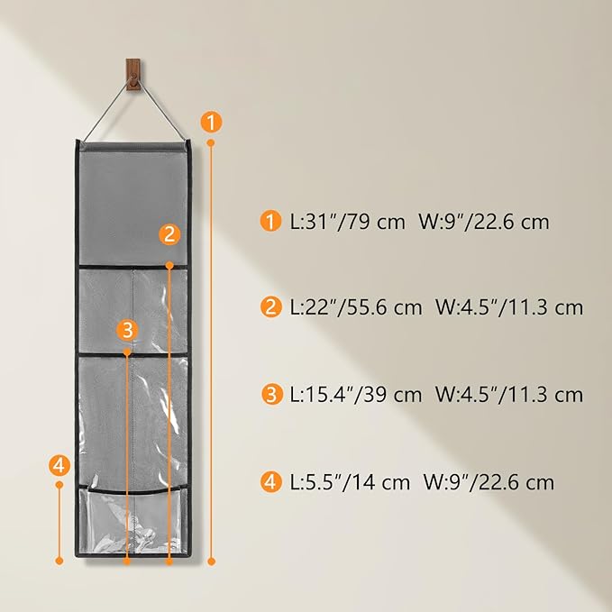 Hanging Cat Wand Holder Kitten Stick Toy Storage Bag Cat Accessories Organizer for Indoor Cats (Clear Pockets)