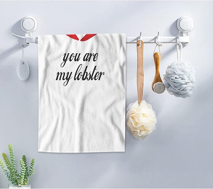 AOYEGO Red Lobster Towels Animal Word You are My Lobster for Valentine's Day Soft Highly Absorbent Large Hand Towels for Bathroom Hotel Gym and Spa 15x30 Inch