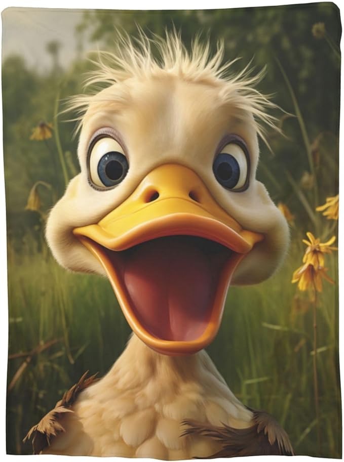 Funny Duck Throw Blanket Super Soft Warm Animal Ducks Birthday Valentines Decorative Fleece Blankets for Bedding Car Sofa Couch Home All Season 50"X60"