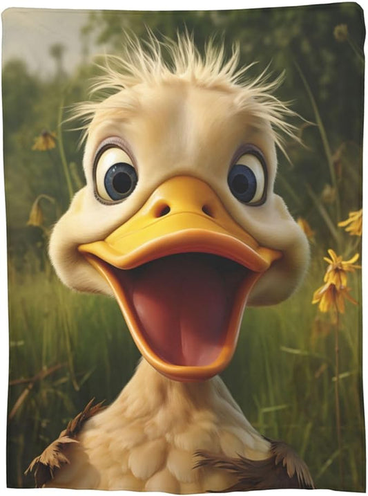 Funny Duck Throw Blanket Super Soft Warm Animal Ducks Birthday Valentines Decorative Fleece Blankets for Bedding Car Sofa Couch Home All Season 50"X60"