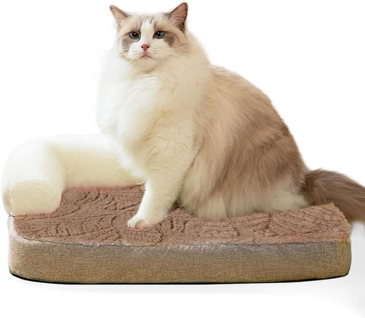 Small Medium Dog Bed, Washable Dog Bed with Removable Cover and Nonskid Bottom, Fuzzy Warm Dog Bed Indoor with Neck Pillow for Dog Cat Sleeping, 30x20 Inches