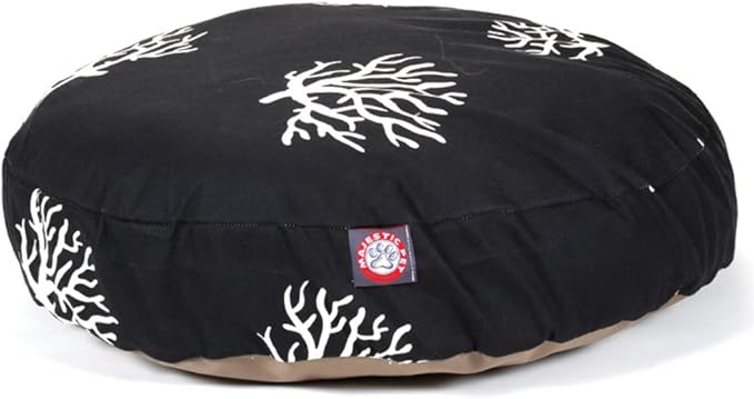 Black Coral Large Round Indoor Outdoor Pet Dog Bed With Removable Washable Cover By Majestic Pet Products