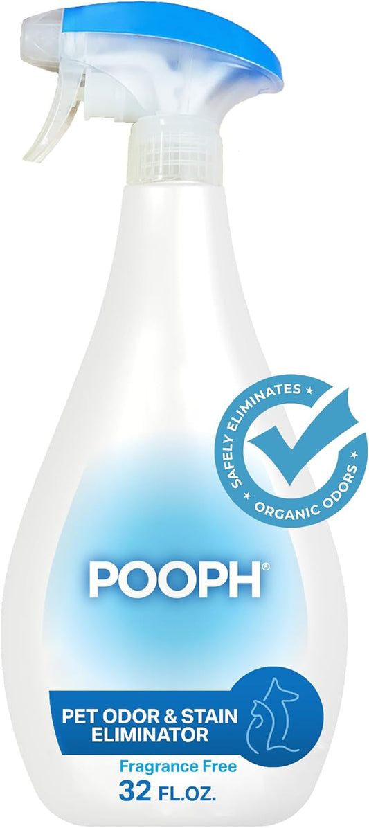 POOPH® Pet Spray Odor Eliminator Non-Toxic Fragrance-Free Pet Odor Eliminator for Home and Auto Eliminates Organic Odors from Carpets Floors Upholstery, Fast-Acting Safe for Pets People and the Planet