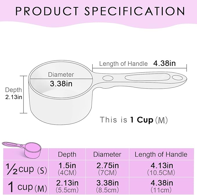 Super Design SUPERDESIGN Food Scoop Dog Cat Food Scoop Ice Scoop Flour scoop Candy scoops Dry Measuring Cup Plastic Scoop for Canisters and Freezer 1 Cup Food Grade Melamine PURPLE