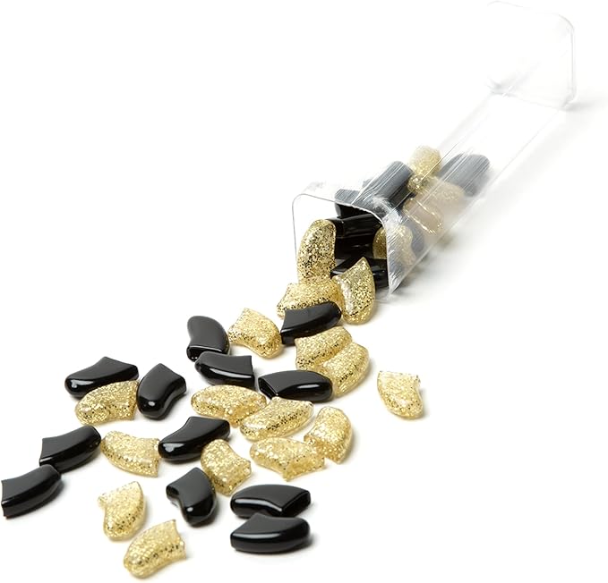 Soft Claws Nail Caps for Dogs with Non-Slip Design Made in USA - 40 Dog Nail Covers for Long-Lasting Protection of Floors and Furniture - Black & Gold Sparkle, XXL