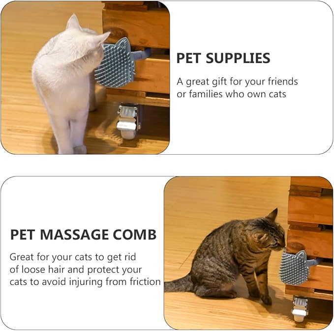 Animals Toy Itching Board, Wall Mounted Cat Scratcher, Self Cleaning Slicker Brush, Massage Comb for Dry Hair & Furniture Protection, Blue, Nylon & Silicone