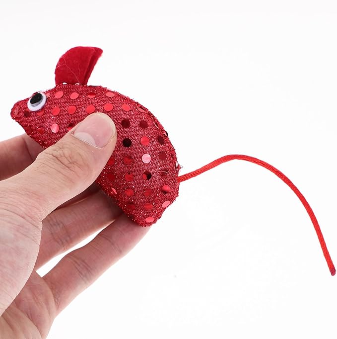 Mipcase 4pcs Simulated Sounding Mouse and Cat Toy Pet Toy Kitten Toys Chew Toy Cat Toys for Indoor Cats Indoor Cats Toys Cat Funny Toys Sequins Cat Mouse Sequin Cloth Cat Mouse Toys