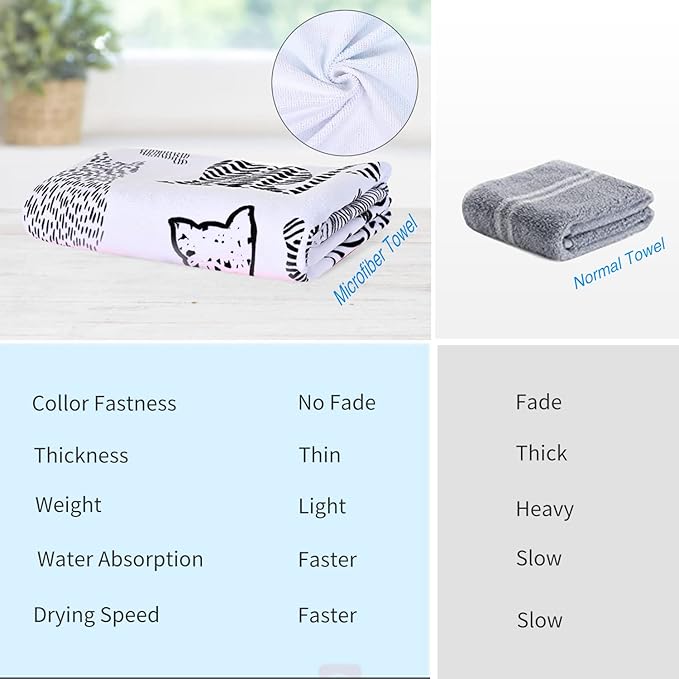 LIVILAN Cat Kitten Beach Towel, Soft Microfiber, 30'x60', Quick Dry, Sand Proof, Perfect for Women, Anime Picnic, Bath, Pool, Yoga, Cute Cat Hello Kitty Design, Ideal Gifts