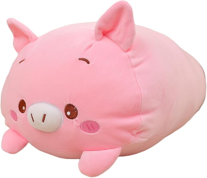 TemBe 23.6 inch Cute Large Pig Plush Stuffed Animal Pillow, Very Soft Squish Mellow Hugging Toy Gifts for Bedding, Kids Sleeping Cute Pillow (Pink Pig)