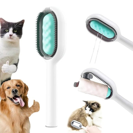 BESTLA Upgraded Pet Hair Removal Cat Hair Brush with Water Sticky Comb with Water Tank New 4 in 1 Cat Grooming Brush (Towels Not Included)