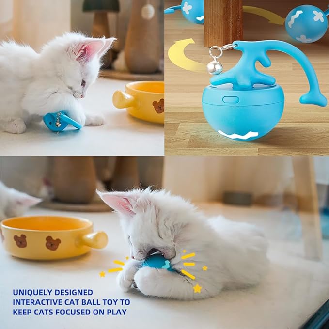 Interactive Cat Toy, Electric Hunting Toys for Bored Indoor Cats, Motion Activated Fast Moving Ball Rolling in Cat Play Mat, Hide and Seek Kitten Toy