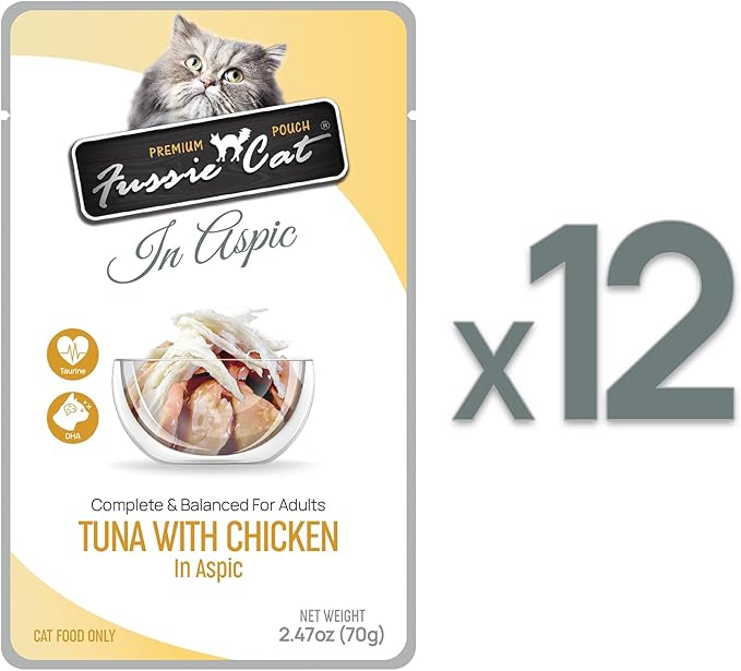 Fussie Cat Premium Tuna w/Chicken in Aspic, 2.47 Ounce (Pack of 12)