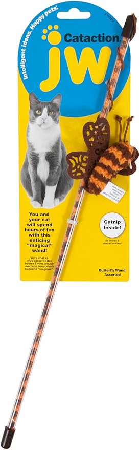 JW Pet Butterfly Wand Cataction Toy, Indoor Cat Toy