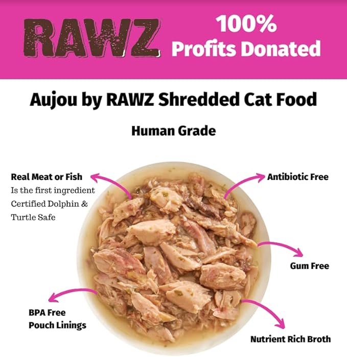 Rawz Aujou Chicken Breast & Duck Cat Food 8 Pouches 2.46 oz
