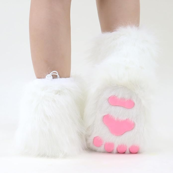 Animal Fuzzy Slippers Bear Cat Wolf Dog Fox Fursuit Feet Paw Claw Shoes Furry Boots Costume Accessories for Adult Kids
