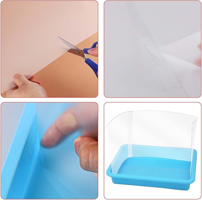 20 Cat Litter Box Shields, Clear Cat Litter Box Splash Guard with Double Sided Tape High Sided Kitty Litter Pan Box Pee Shields for Open Top Privacy Screen (Litter Box Not Included), 12 x 16in