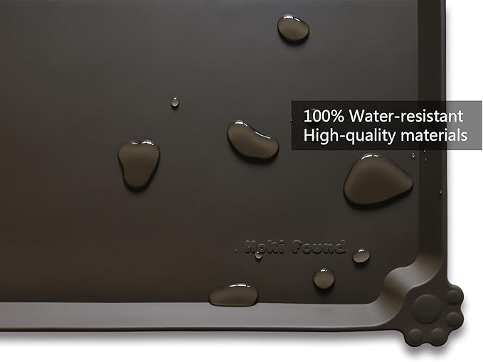 Hoki Found X-Large Silicone Pet Food Mats Tray - Non Slip Pet Dog Cat Bowl Mats Placemat - Dog Pet Cat Feeding Mat - Waterproof Dog Cat Food Mats -Pet Water Mats for Carpet - Coffee