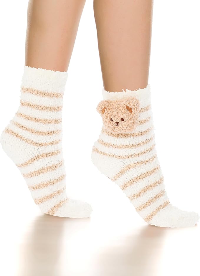 Benefeet Sox Funny Animal Fuzzy Socks for Women Girls - Cute Fluffy Slippers, Cozy Warm Winter Plush Sleeping Socks