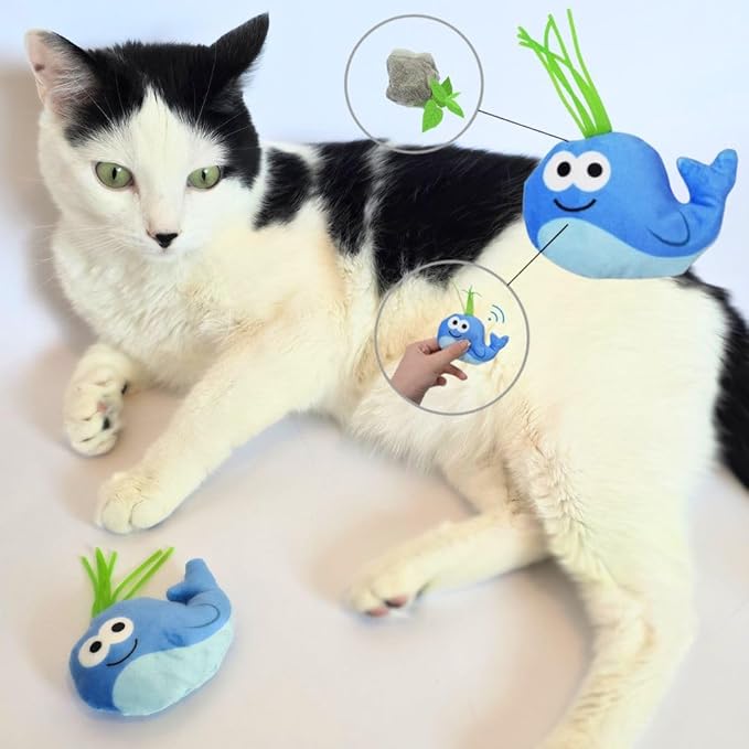 Interactive Catnip Toys for Indoor Cats Set of 6 Soft and Durable Stuffed Sea Animal Plush Toys, Crinkle Sound Cat Kicker Toys, Perfect for Promoting Kitten Exercise and Ideal Gifts for Cat Lovers