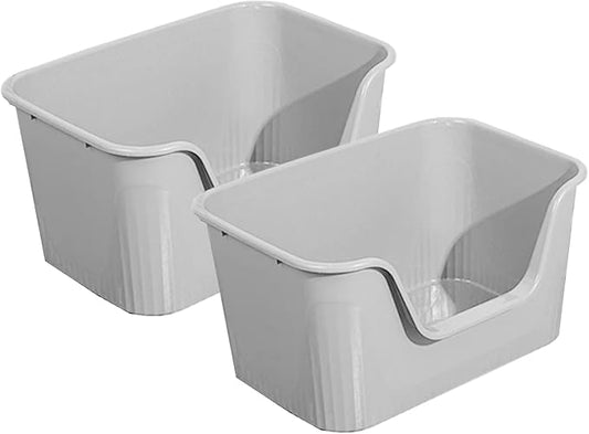 2 Pack XL Extra Large Cat Litter Box 25.2″L×17.7″W×13″H Anti-Splashing High Side Jumbo Litter Boxes for Big Multi Cats Dogs