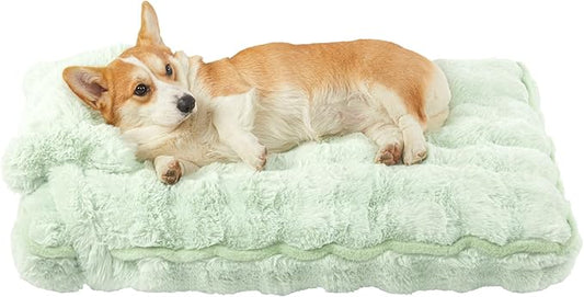 Jiupety Medium Dog Bed for Crate, Mattress with Dog Pillow for Crate Small Dogs, Donut Small Dog Bed. Plush Dog Crate Pad for Medium Dogs Up to 35 Lbs, L(35"*25"*3"), Green.