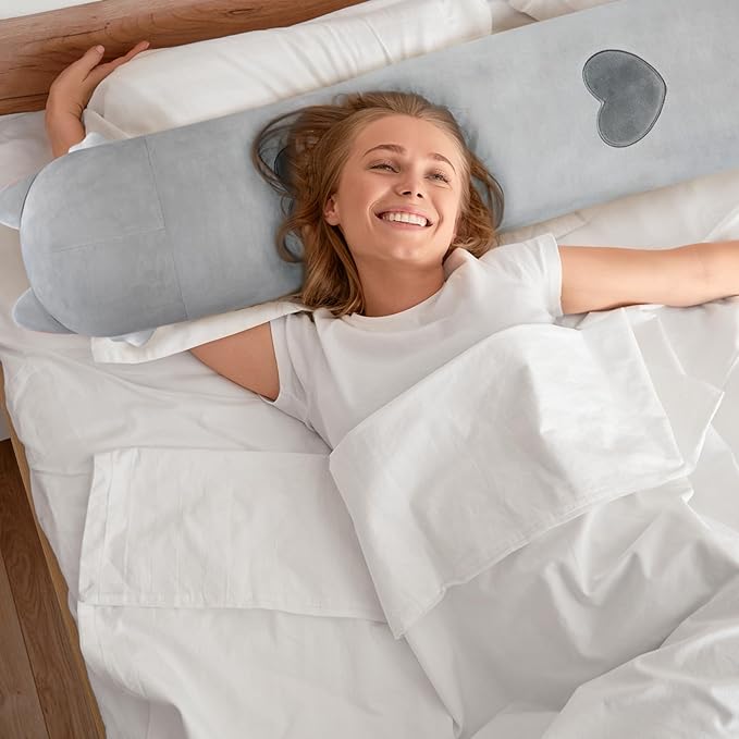 Long Cat Plush Cat Body Pillow, 44 Inch Cute Gray Cat Stuffed Animals Soft Plushies, Kitten Kawaii Plush Throw Pillow Doll Toy Gift for Girlfriend