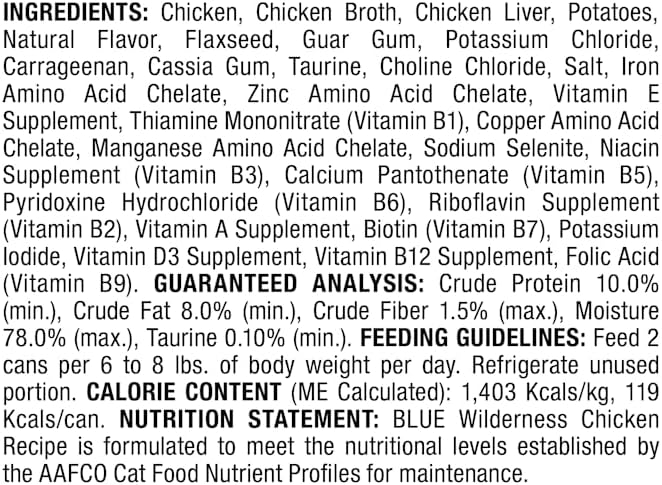 Blue Buffalo Wilderness High-Protein, Grain-Free Natural Chicken Pate Wet Food for Adult Cats, 3 oz., Case of 24