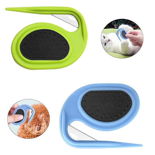 2 PCS Pet Grooming Tool Professional Dematting Comb Dog Detangler Brush Hair Grooming Tool Dog Undercoat Rake Grooming Rake for Grooming - Cuts Through Matts & Tangles with Ease(Blue、Green）