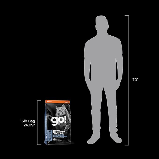 Go! Solutions Weight Management + Joint Care, Grain-Free Dry Cat Food, Chicken Recipe, 16 lb Bag