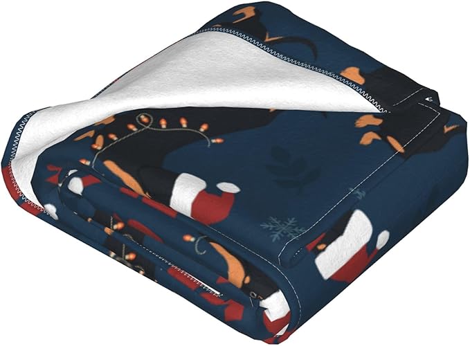 Christmas Dachshund Throw Blanket Soft Cozy Plush Warm Fleece Blanket for Sofa Couch Bed 80"X60"