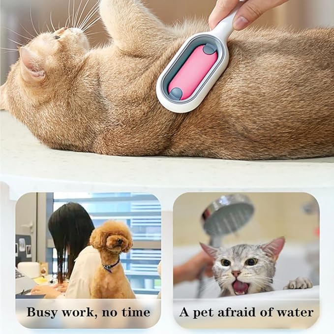 BESTLA Upgraded Pet Hair Removal Cat Hair Brush with Water Sticky Comb with Water Tank New 4 in 1 Cat Grooming Brush (Towels Not Included)