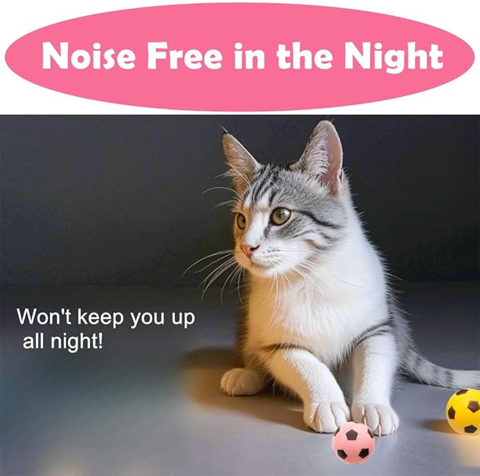 Foam Sponge Soccer Ball Cat Toy Interactive Cat Toys Independent Pet Kitten Cat Exrecise Toy Balls for Fat Cats Kittens, Soft, Bouncy and Noise Free, Pack of 24.