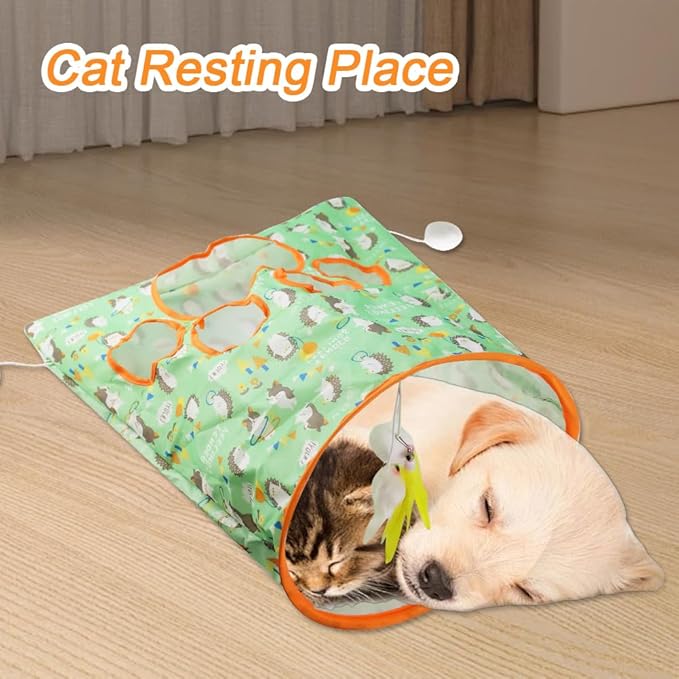 Aohcae Cat Tunnel Bags for Indoor Cats,Cat Play Tunnel Toy, Collapsible Interactive Cat Drill Bag Pet Toy with Plush Ball Cat Self Interactive Toys