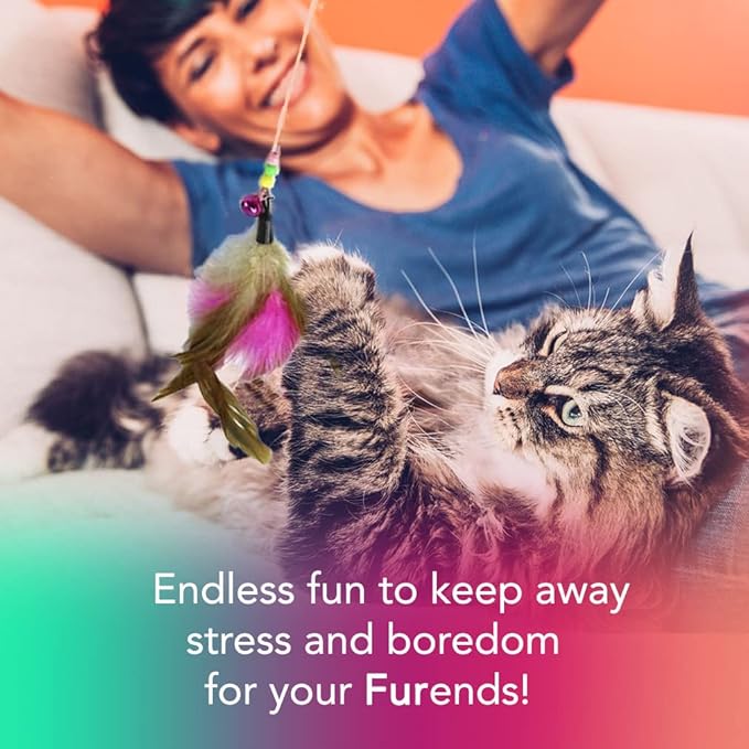 SunGrow Ferret & Cat Tunnel and Assorted Activity Variety Pack, Interactive Kitten & Ferret Accessories, for Indoors, Teaser Wand, Crinkle Balls, Bell Set, etc. (Assorted Toys, 30 Pieces)