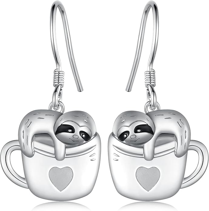 Black Cat Earrings 925 Sterling Silver Mushroom Cat/Black Cat/Panda/Sloth/Capybara/Boston Terrier/Shih Tzu Dangle Earrings Cute Animal Drop Earrings Jewelry Gifts for Women