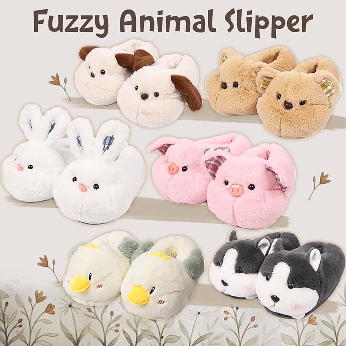 Caramella Bubble Cute Bunny Animal Slipper for women Adult Fuzzy Warm House Slippers Novelty Fluffy Home Shoes Ladies Winter Slippers Indoor Outdoor